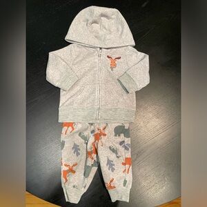 Carter’s fleece moose print zip up hoodie and matching pants